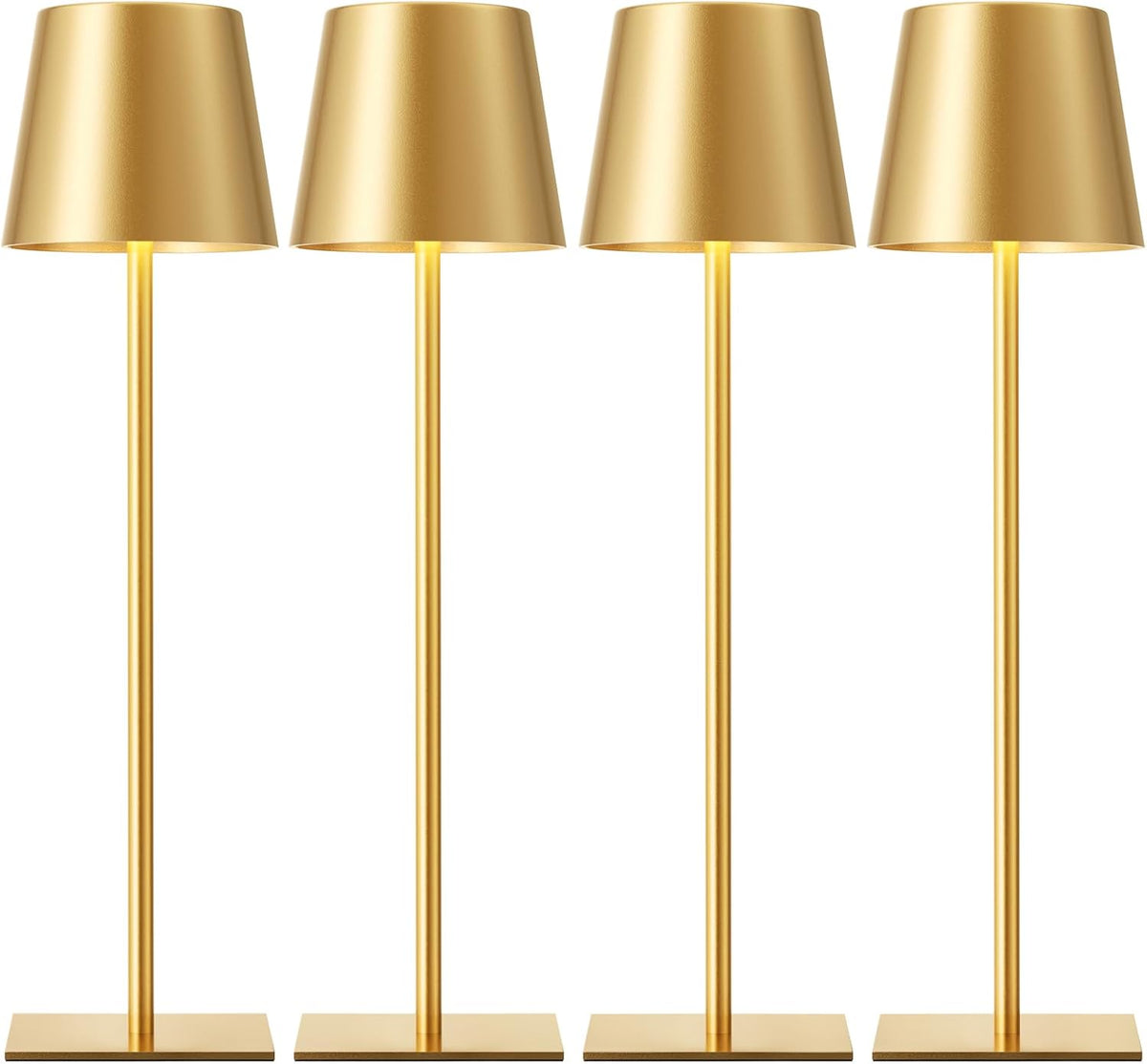 Kakanuo Gold Cordless Rechargeable Table Lamp, 4 Pack Portable Desk Lamp with...