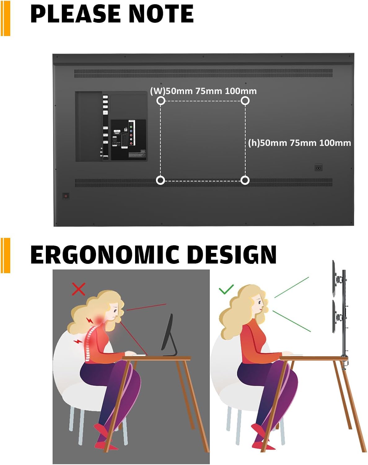 HEMUDU Dual Monitor Articulating Desk Mount Arm Stand - Vertical Stack Screen...