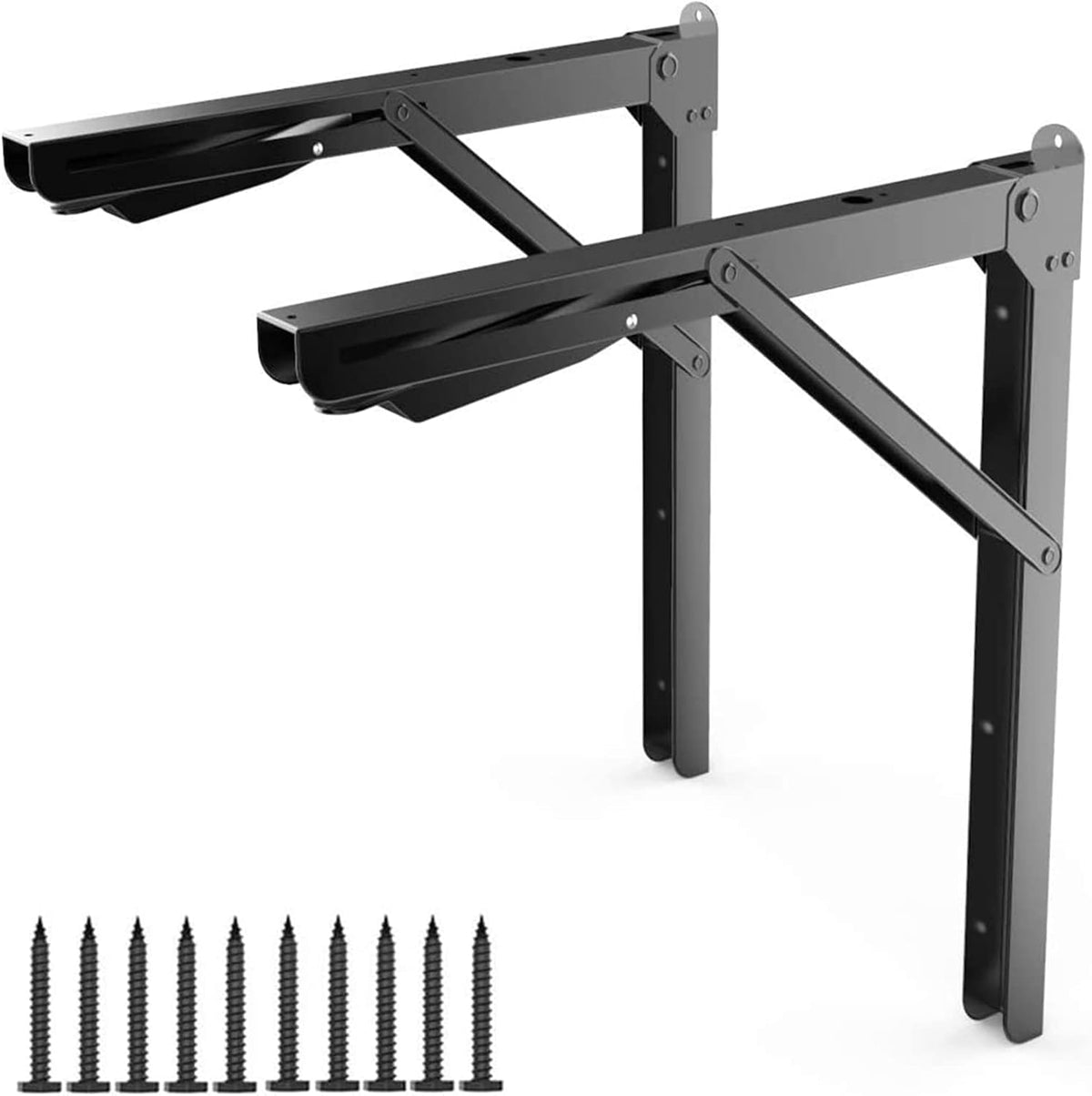 TORACK 24" Folding Shelf Brackets, Heavy Duty Shelf Bracket Wall Mounted