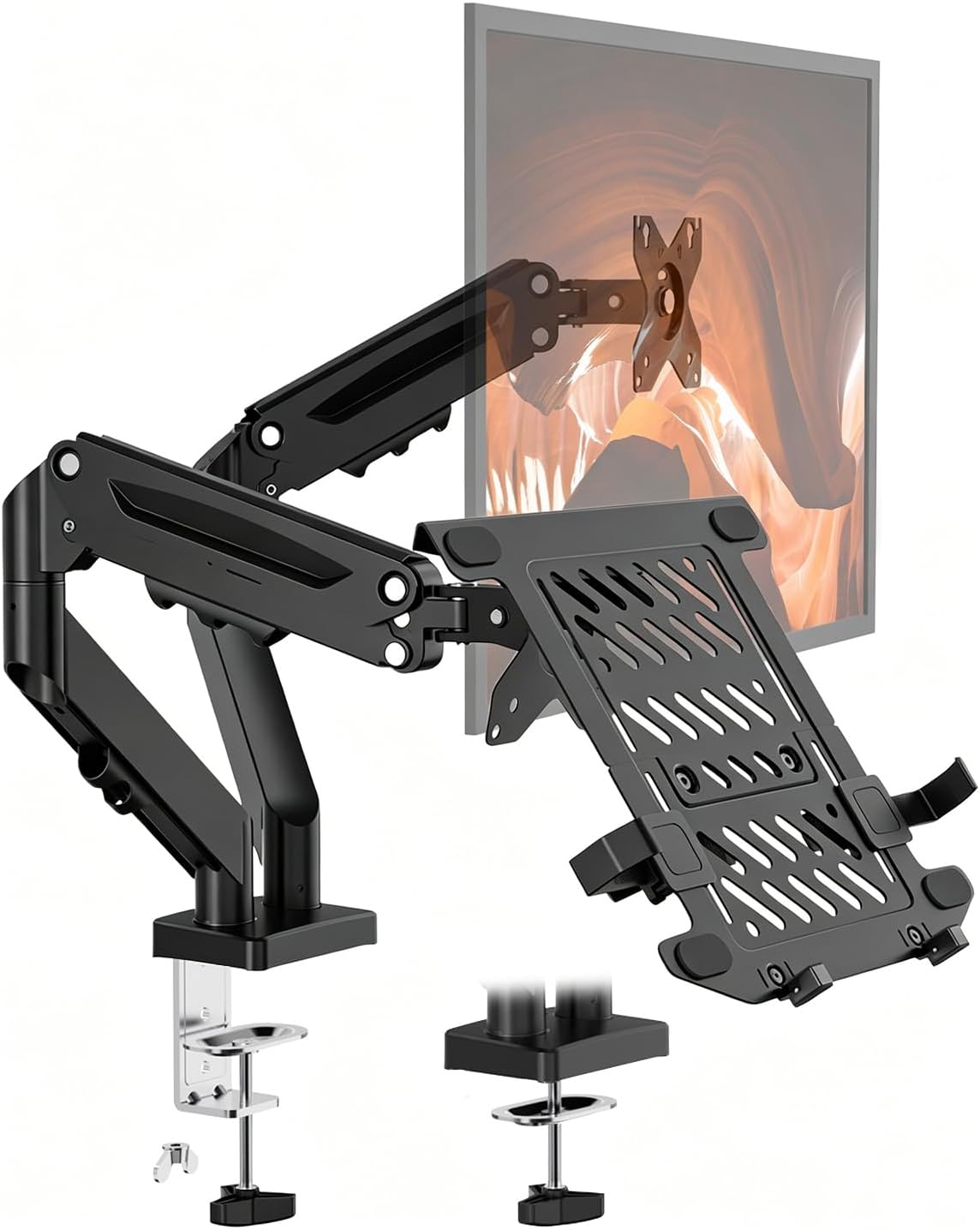 PUTORSEN Monitor and Laptop Arm for Max 32” Monitor and 17” Laptop
