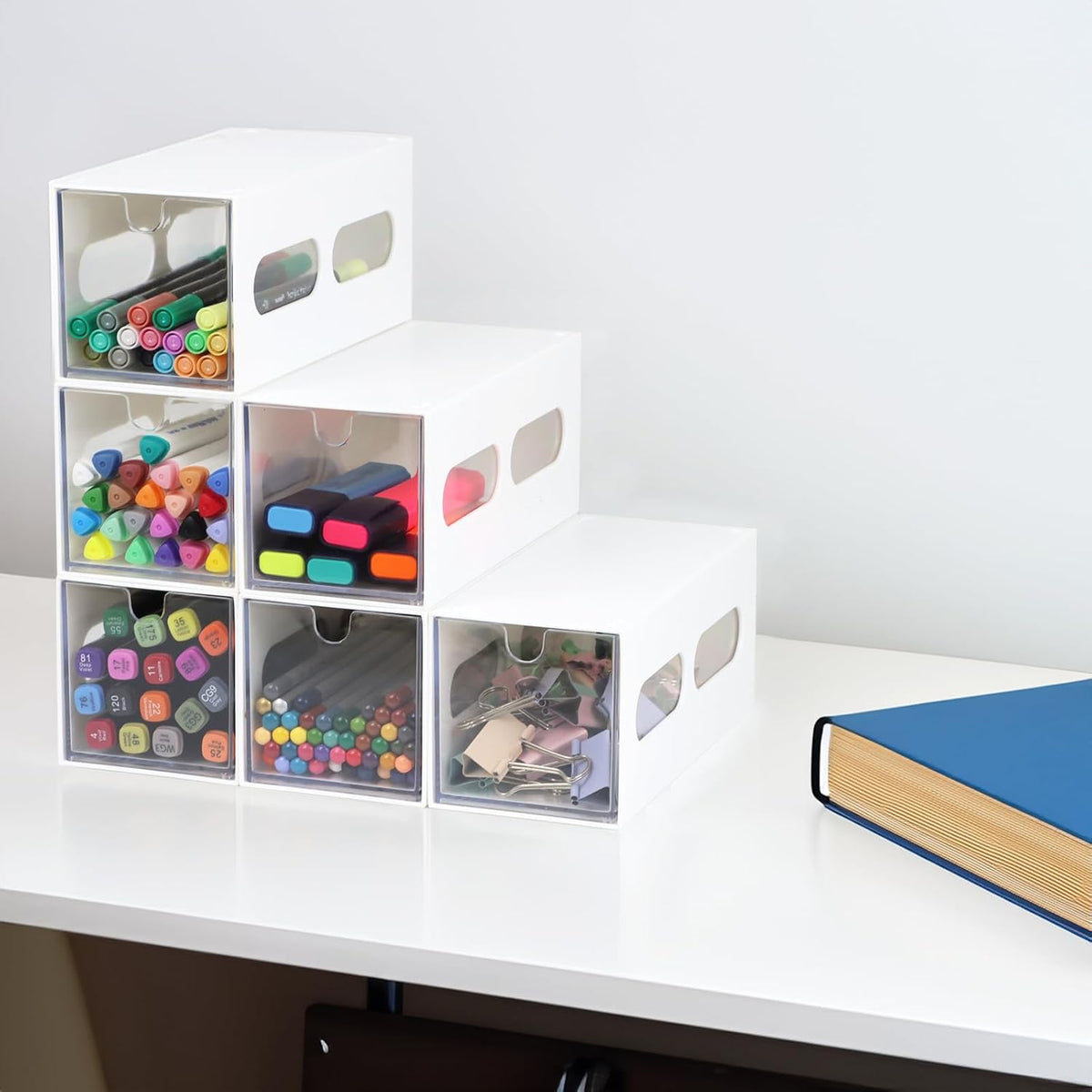 ZEXALOR Drawer Organizer Desktop Office Supplies Desk Organizer and Storage S...