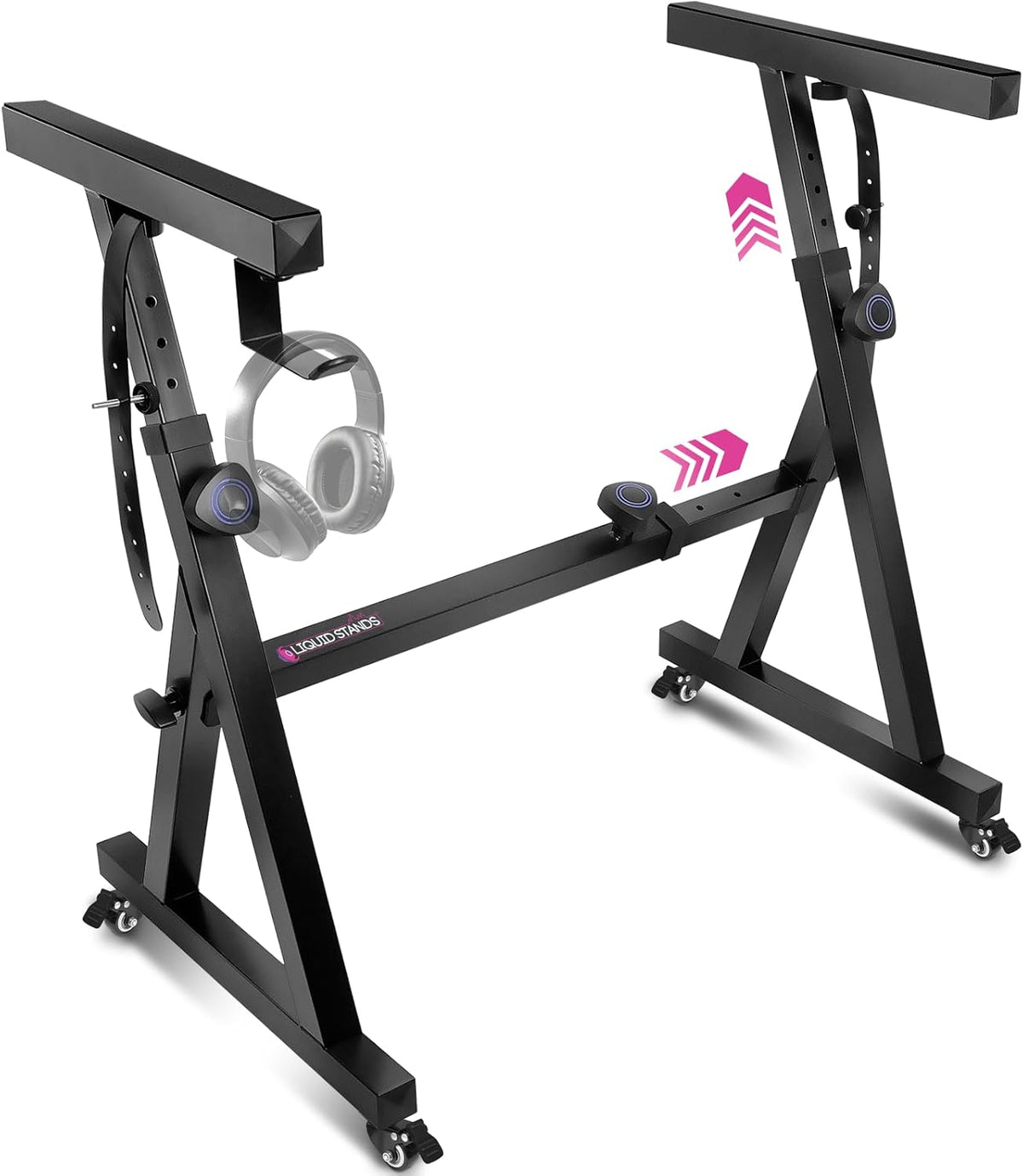 Liquid Stands Keyboard Stand w/ Wheels - Black Z Style Adjustable & Porta...