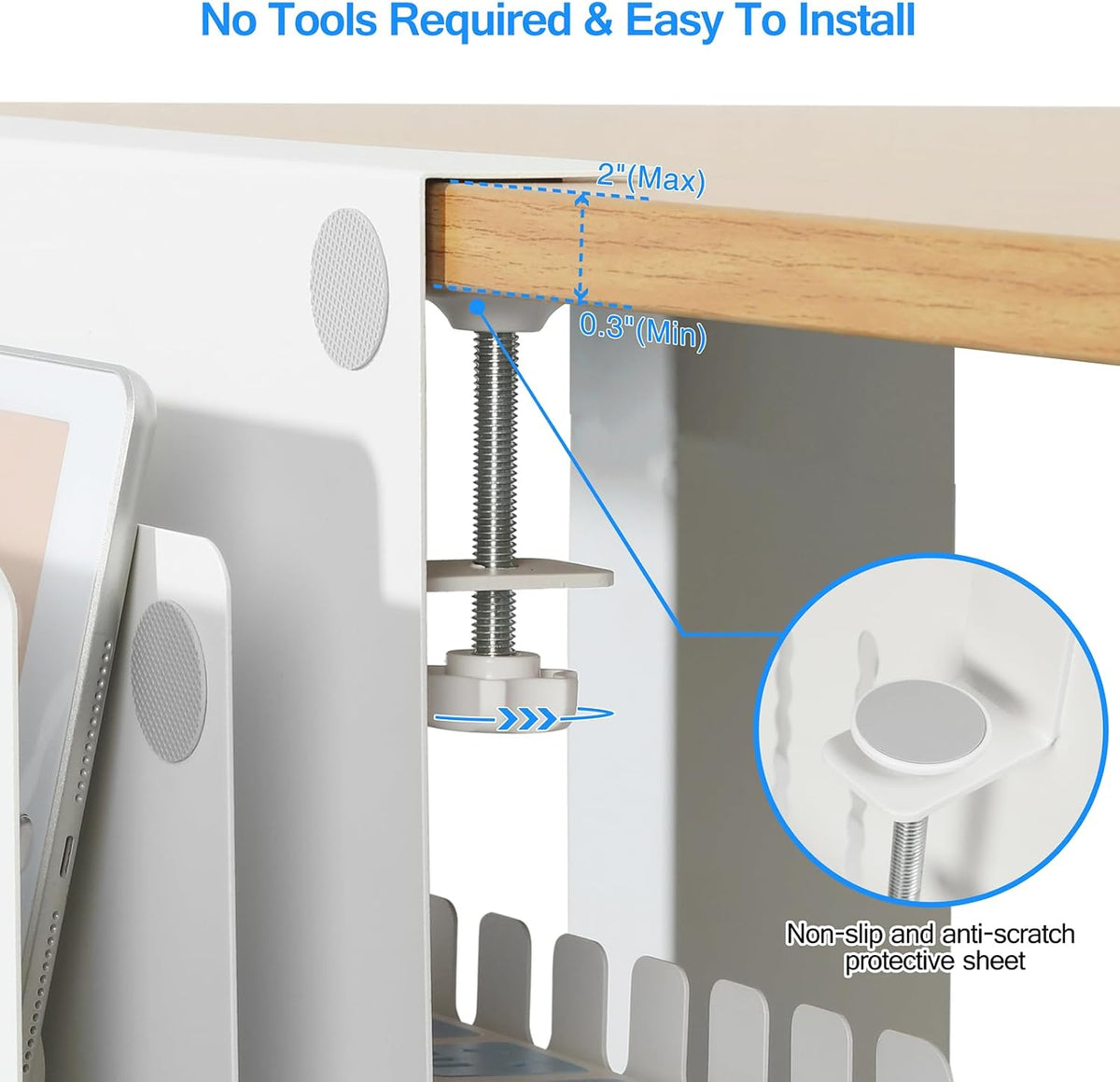 MAXECHO Desk Side Storage, Under Desk Laptop Mount, Table Side Hanging File O...