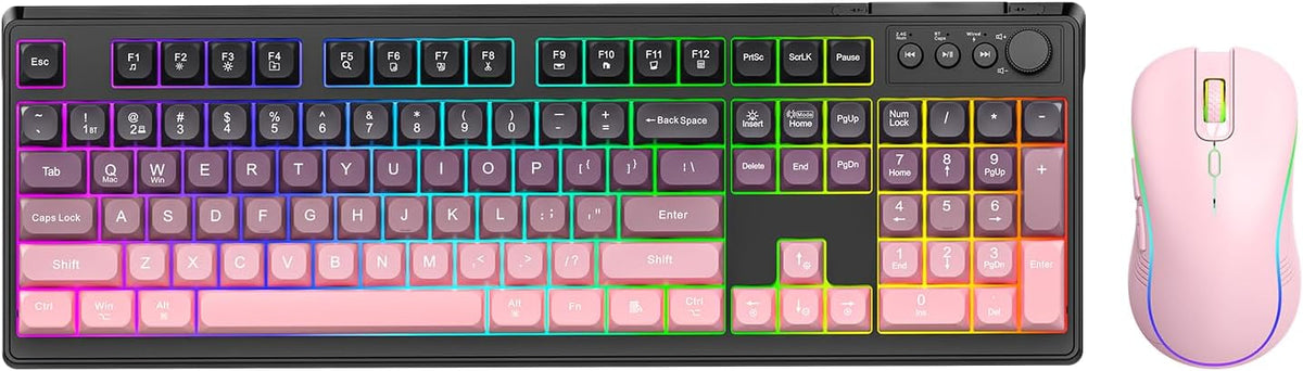 Wireless Keyboard and Mouse Combo, RGB Backlit Rechargeable 2000 mAh Battery,...