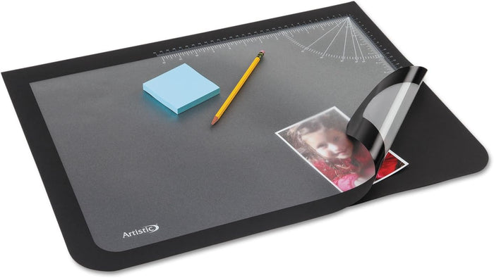 Artistic Lift-Top Pad Desktop Organizer, with Clear Overlay, 22 x 17, Black
