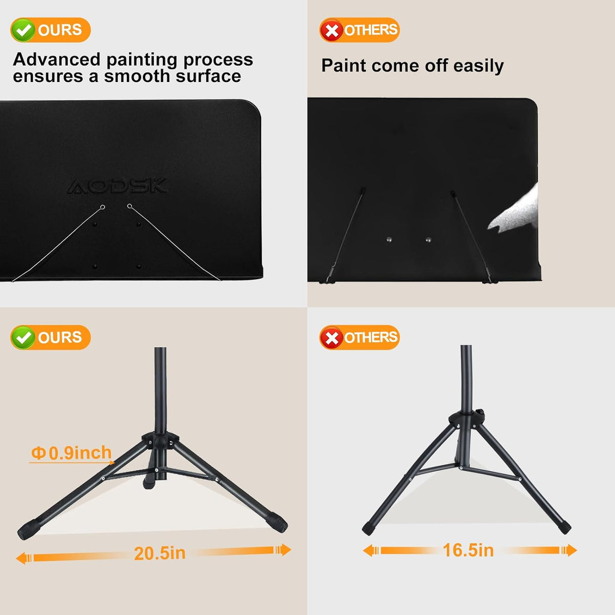 AODSK 5 in 1 Dual-Use Folding Sheet Music Stand & Desktop Book Stand, Adj...
