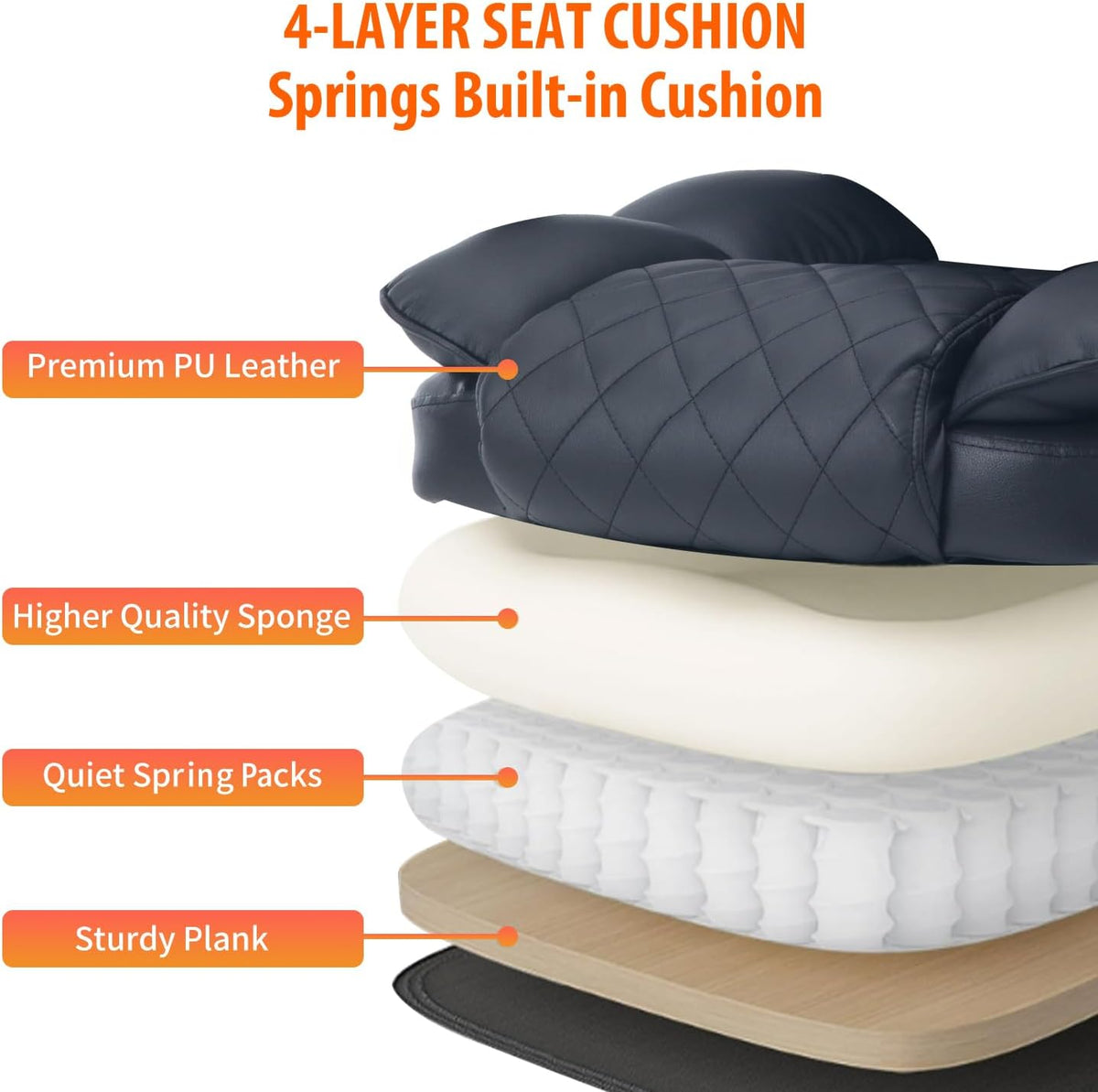 Big Reclining Ergonomic Office Chair with Footrest Black