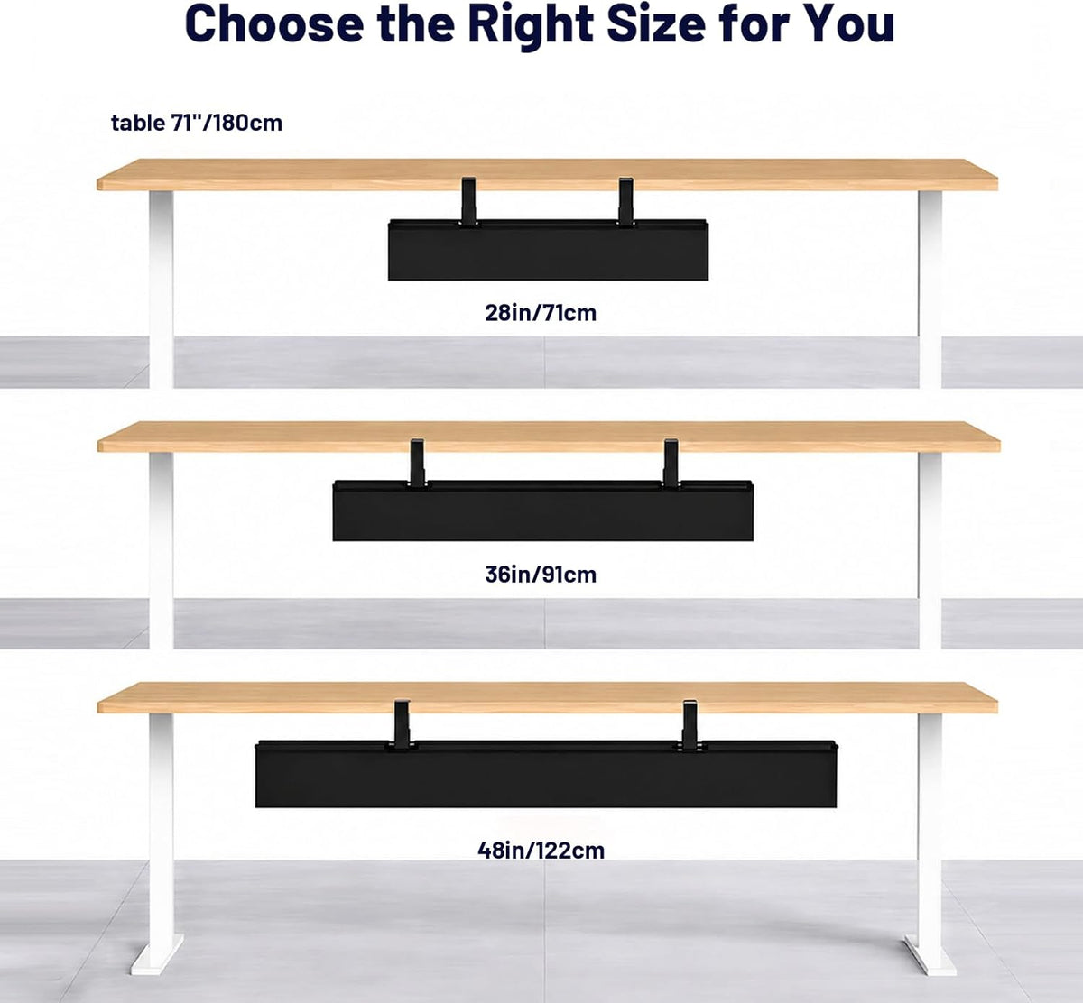 Under Desk Cable Management Tray 36" No Drill Metal Cord Organizer 70lbs