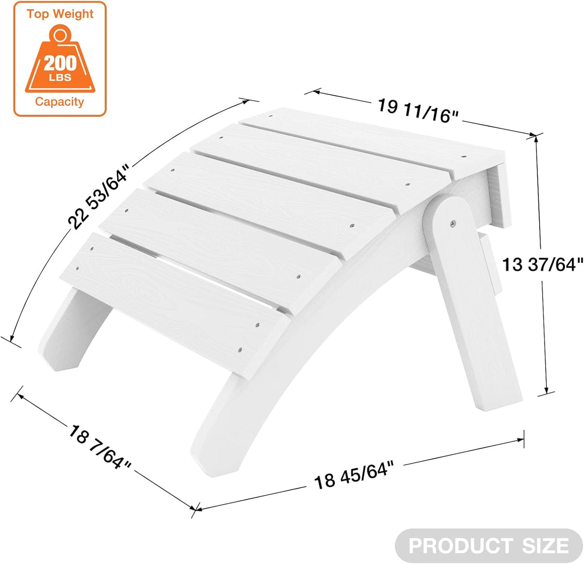 YEFU Folding Adirondack Ottoman Outdoor Set of 2, White