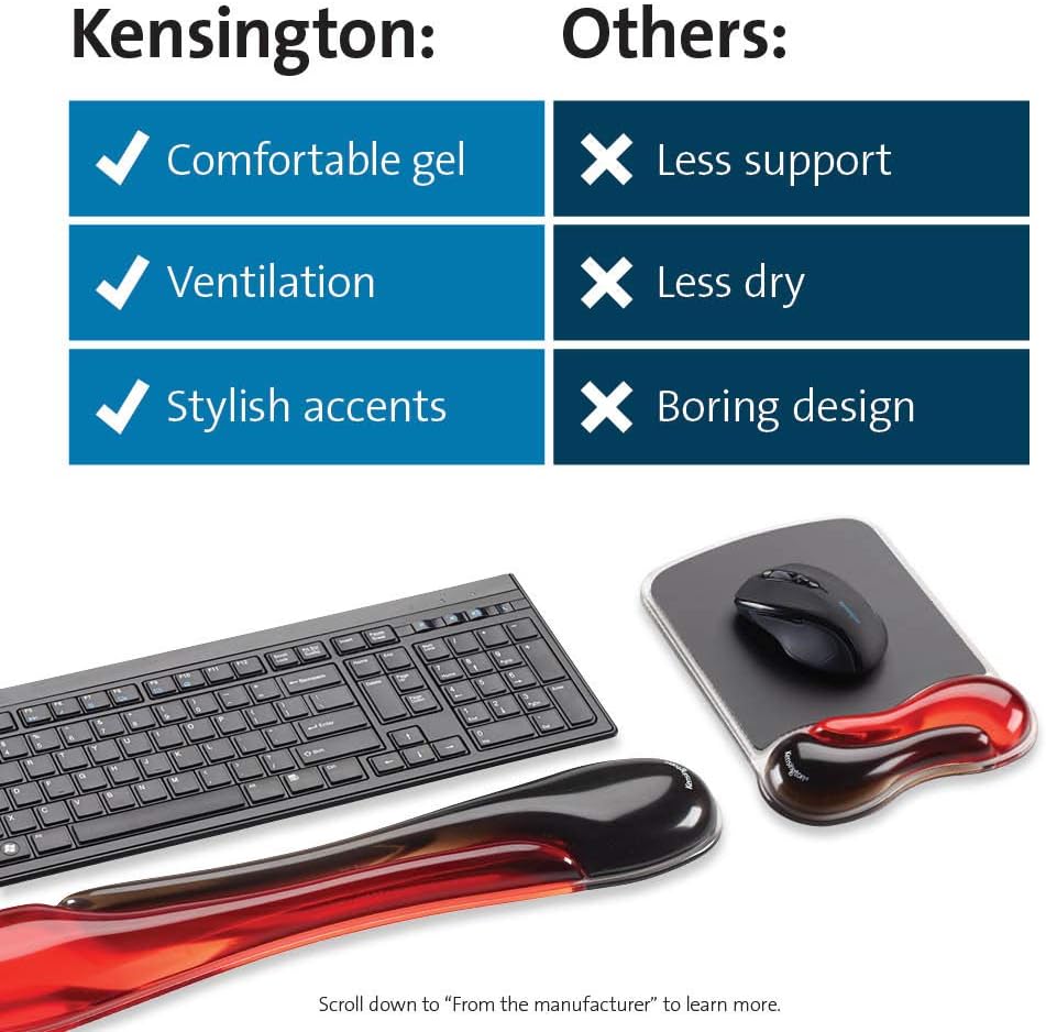 Kensington Duo Gel Mouse & Keyboard Wrist Rest Bundle Set, Ergonomic Keyb...