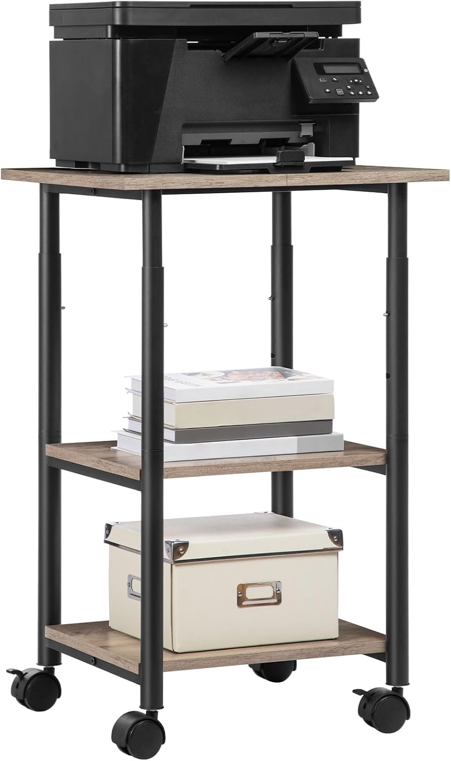 HOOBRO Printer Stand, 3-Tier Industrial Under Desk Printer Cart with Shelf, M...