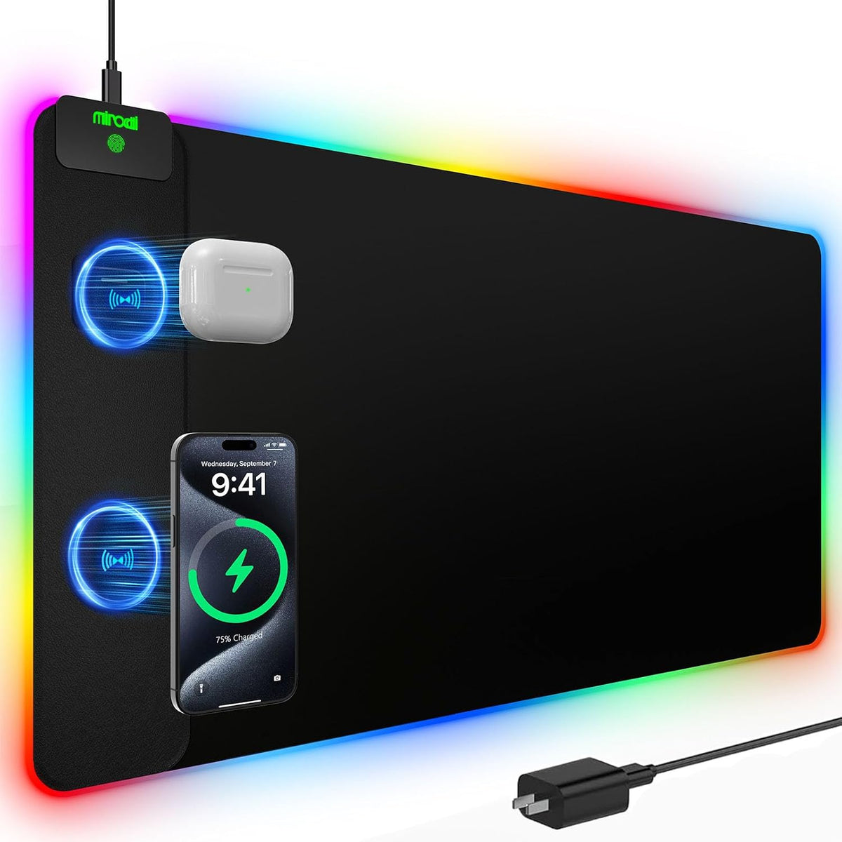Mouse Pad with 15W Magnetic Wireless Charging, RGB Mousepad for Desk Mat, XXL...