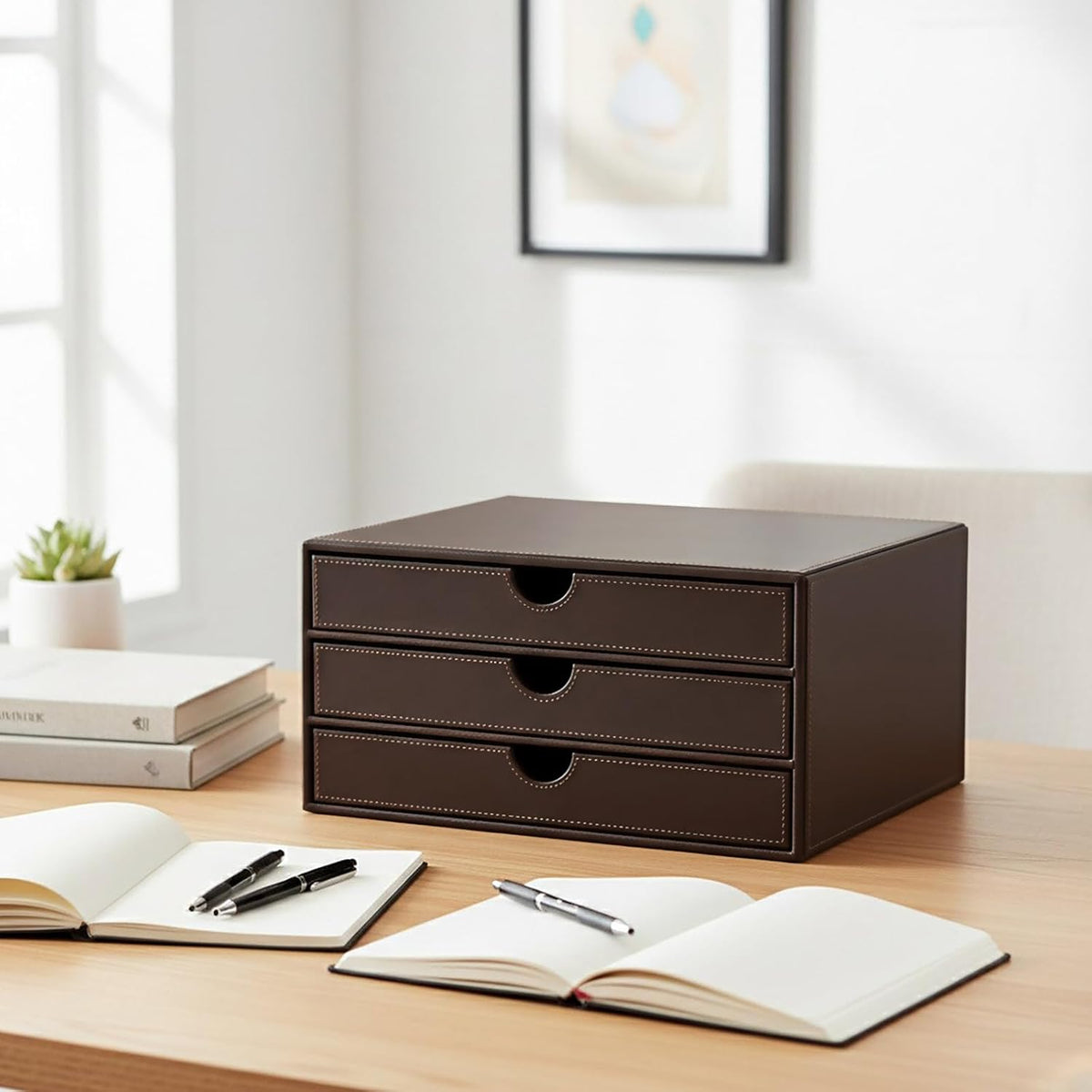 UnionBasic Leather Desktop Drawer Organizer, File Cabinet Magazine Document H...