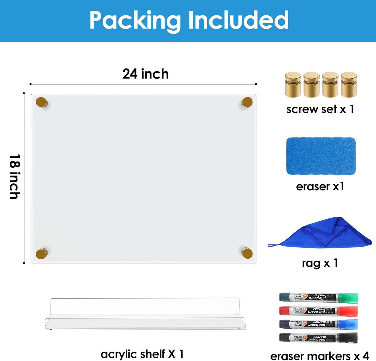 MaxGear Acrylic Dry Erase Board, 18"x24" Clear White Board for Wall