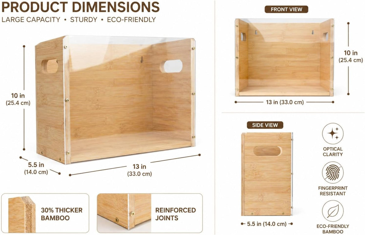 2 Pack Premium Thickened Bamboo Desktop Hanging File Organizer - Heavy Duty P...