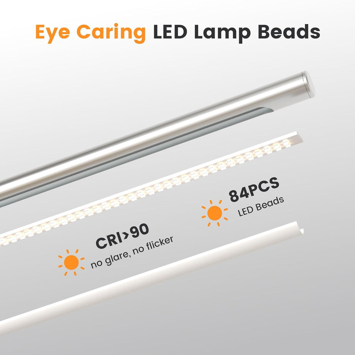 SIBRILLE Silver LED Desk Lamp, 16" Dimmable Metal Desk Light with Base, ...