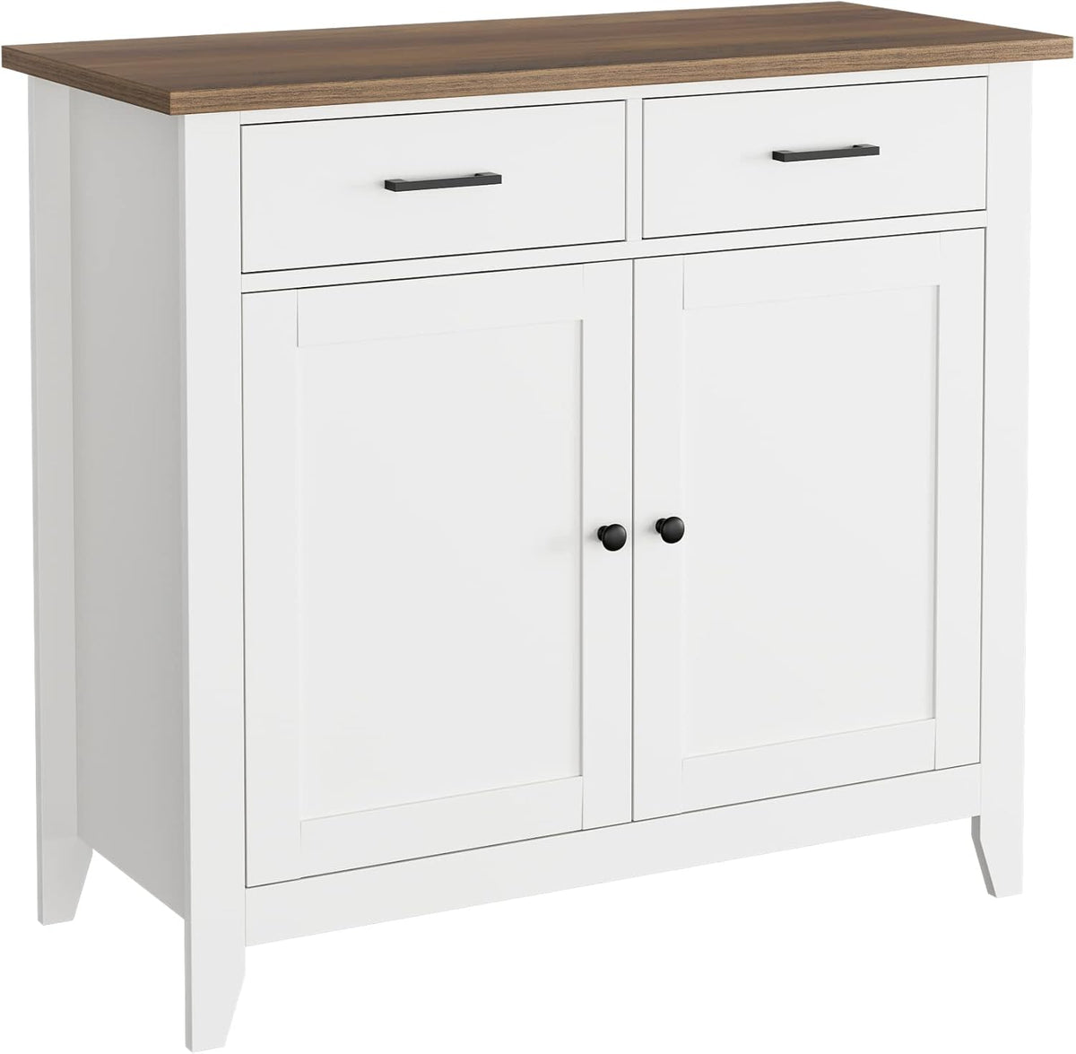 HORSTORS Farmhouse Kitchen Storage Cabinet, Small Buffet, Coffee Bar, White