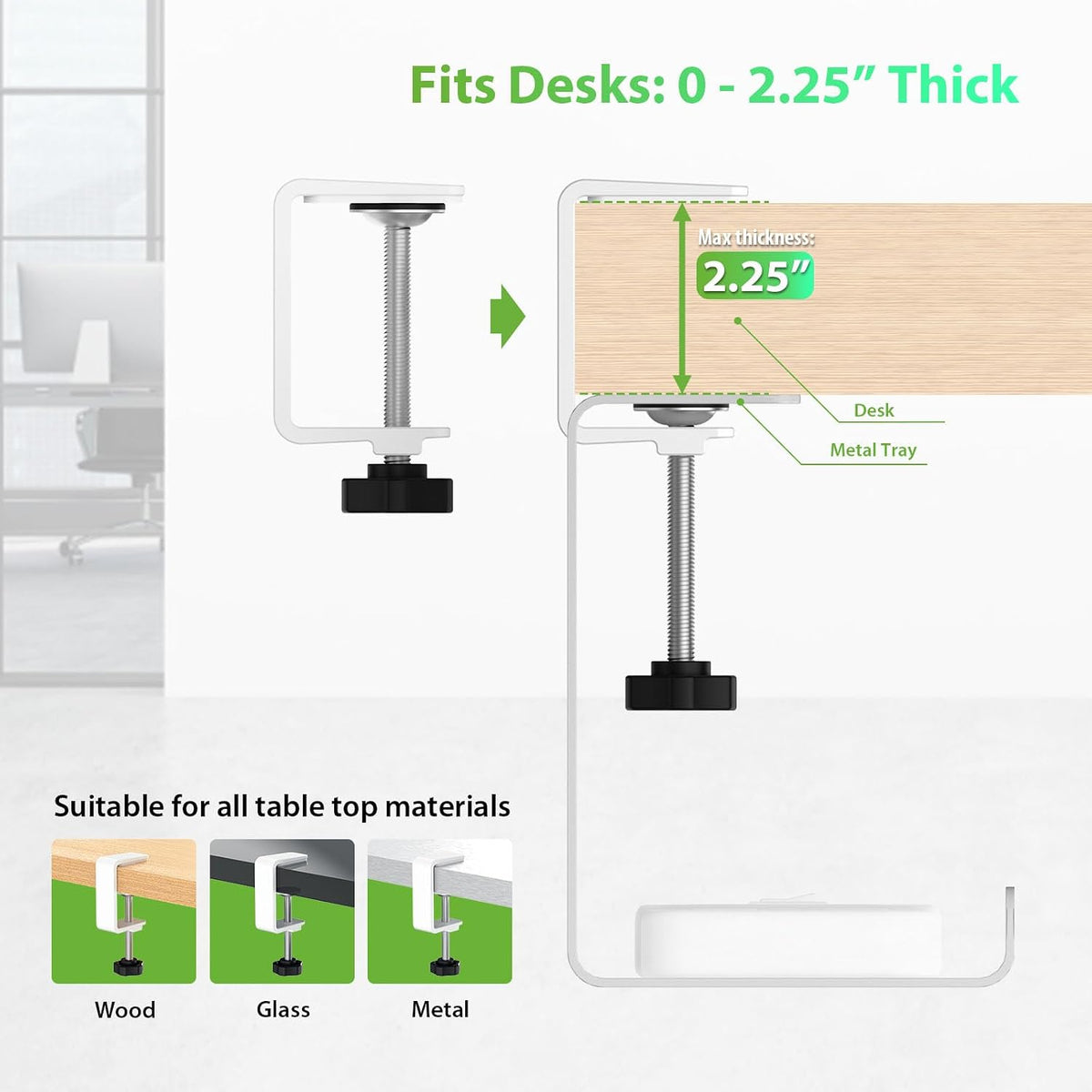 KEEGH 16 in Under Desk Cable Management Tray, Metal Cord Organizer, 2 Pack