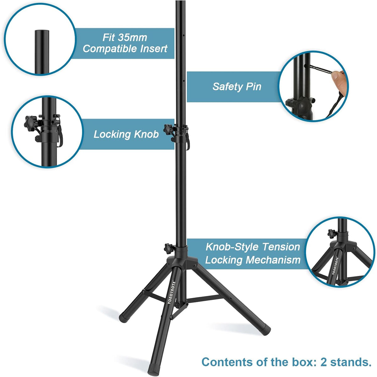 Vondynote Tripod Speaker Stands Pair 33.5"-53.5" PA DJ Mini Speaker...