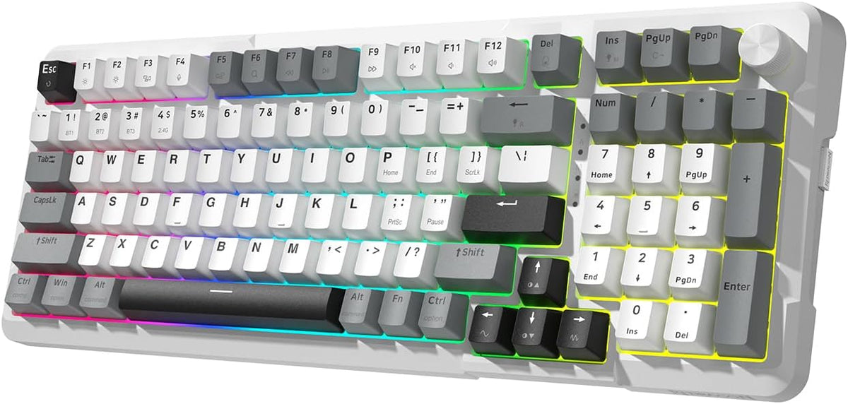 Redragon K742 Wireless Mechanical Gaming Keyboard with Knob, Bluetooth 5.0/2....