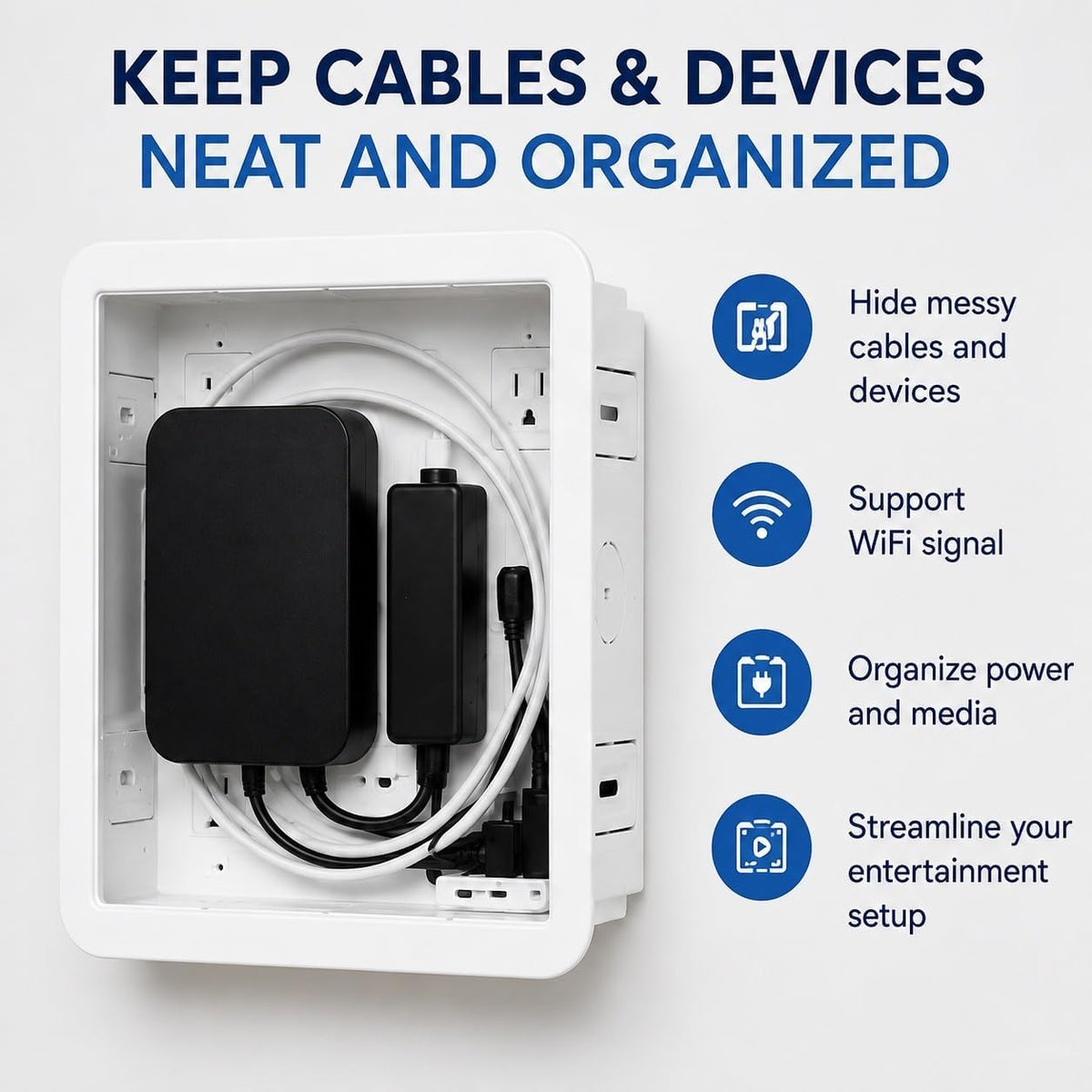 9" in-Wall Media Box Recessed Outlet Box Cable Management – Structured M...