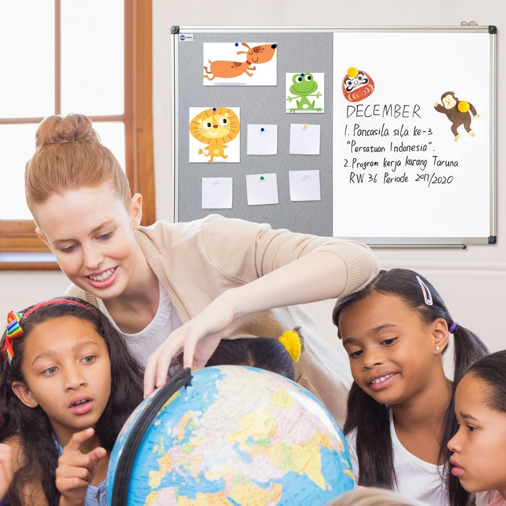 White Board and Cork Board Combo - 24 x 18 Inches Large Dry Erase Whiteboard ...