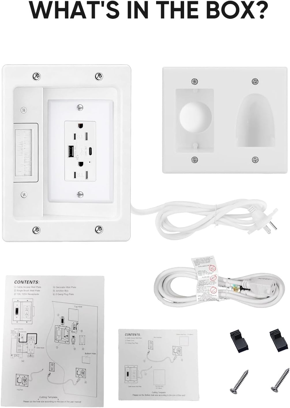 FORGING MOUNT TV Cord Hider for Wall Mounted TV with 2 AC Outlets,USB-A/USB-C...