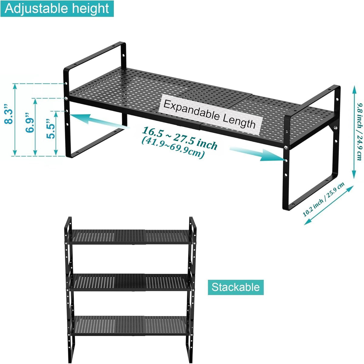 iPEGTOP Large Expandable Cabinet Storage Shelf Organizer Rack, Heavy Duty Sta...