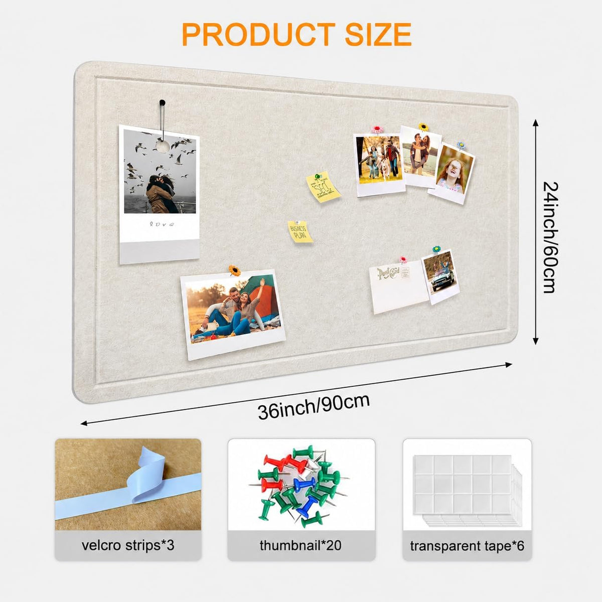 24"x36" Large Felt Bulletin Board, 3'x2' Self-Adhesive Fold...