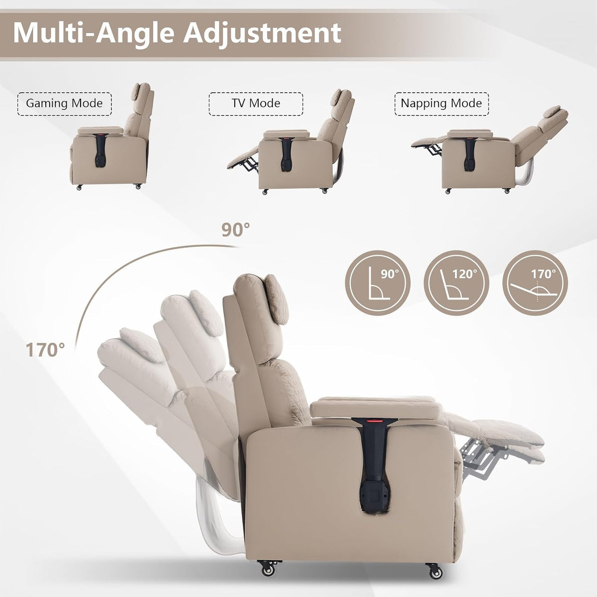 Reclining Gaming Chair, Adjustable Armrest & Footrest, 300LBS