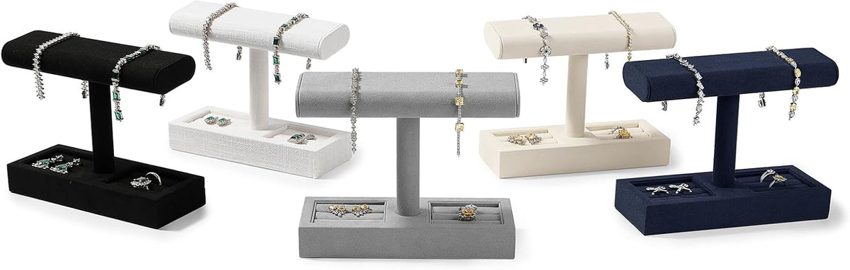 T-Bar Watch Stand, Microfiber Jewelry Organizer for Dresser Vanity