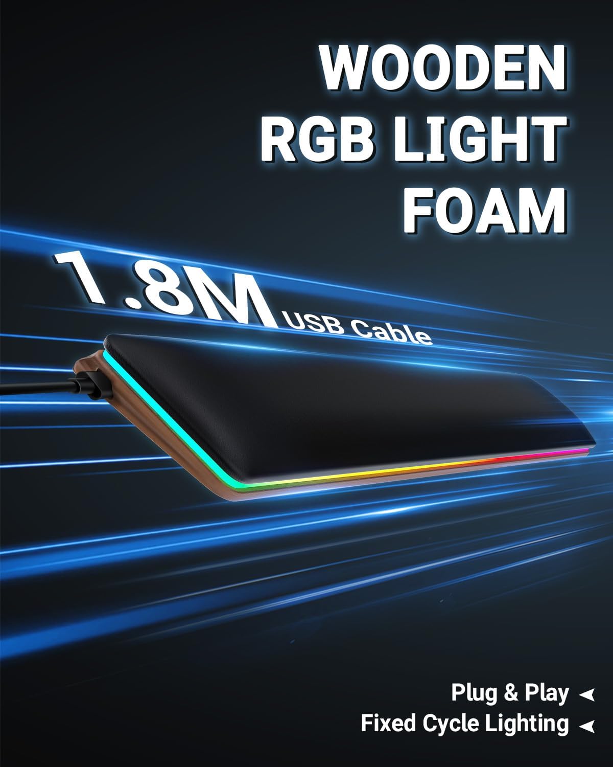 RGB Keyboard Wrist Rest, Wooden Wrist Rest for Computer Keyboards