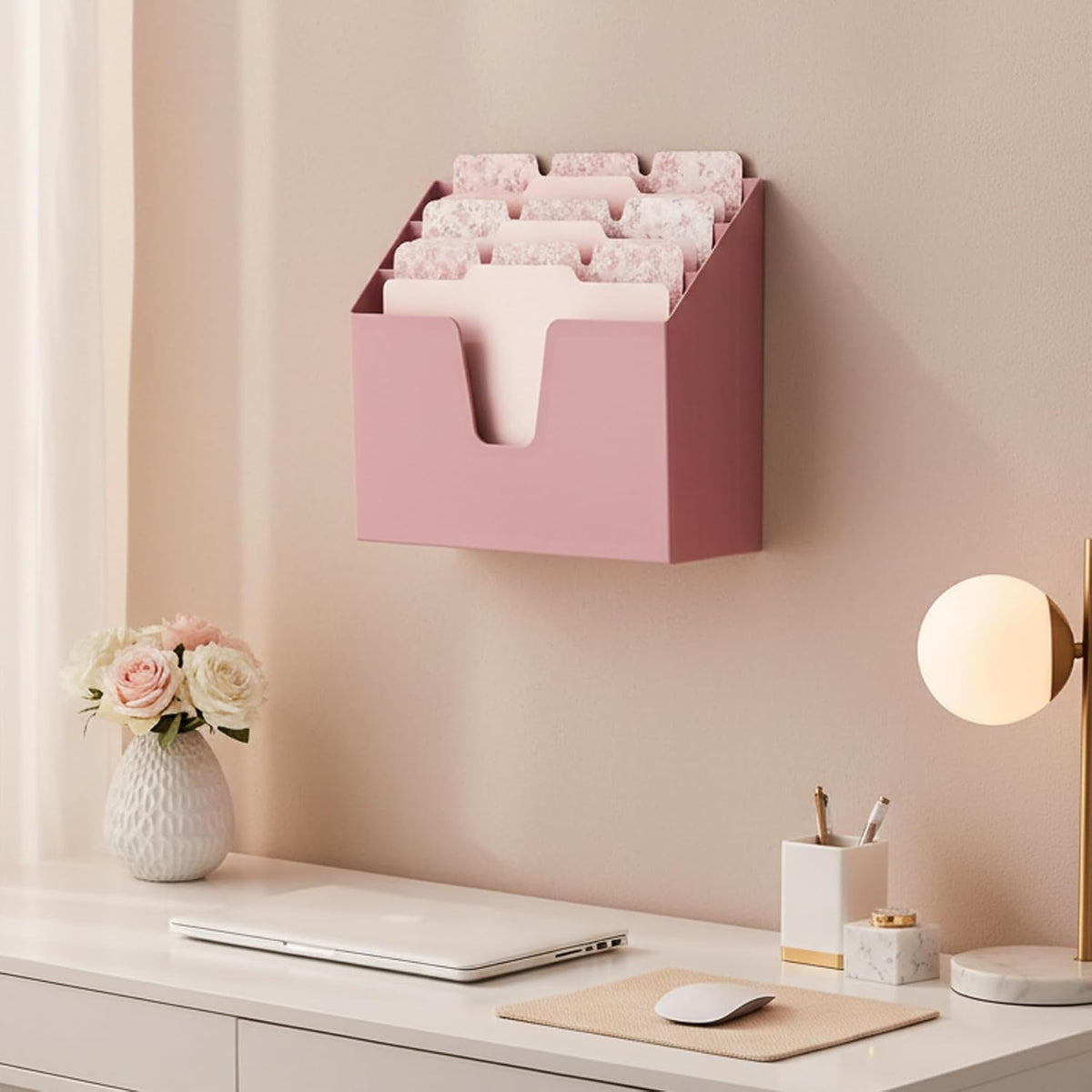 Acrimet Horizontal Triple File Folder Organizer Sorter, Letter Size, Pink
