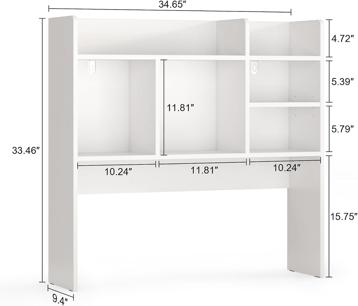 Desk Hutch with 6 Shelves, Desktop Organizer Shelf for Office Dorm, White