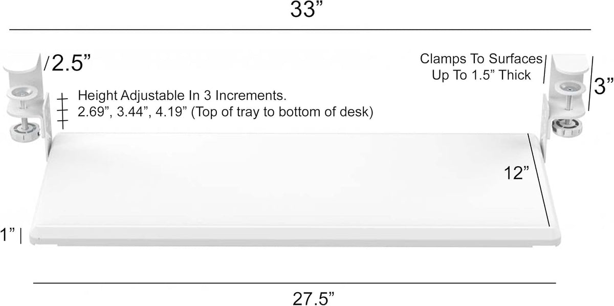 Stand Up Desk Store Large Clamp-On Retractable Adjustable Keyboard Tray | Imp...
