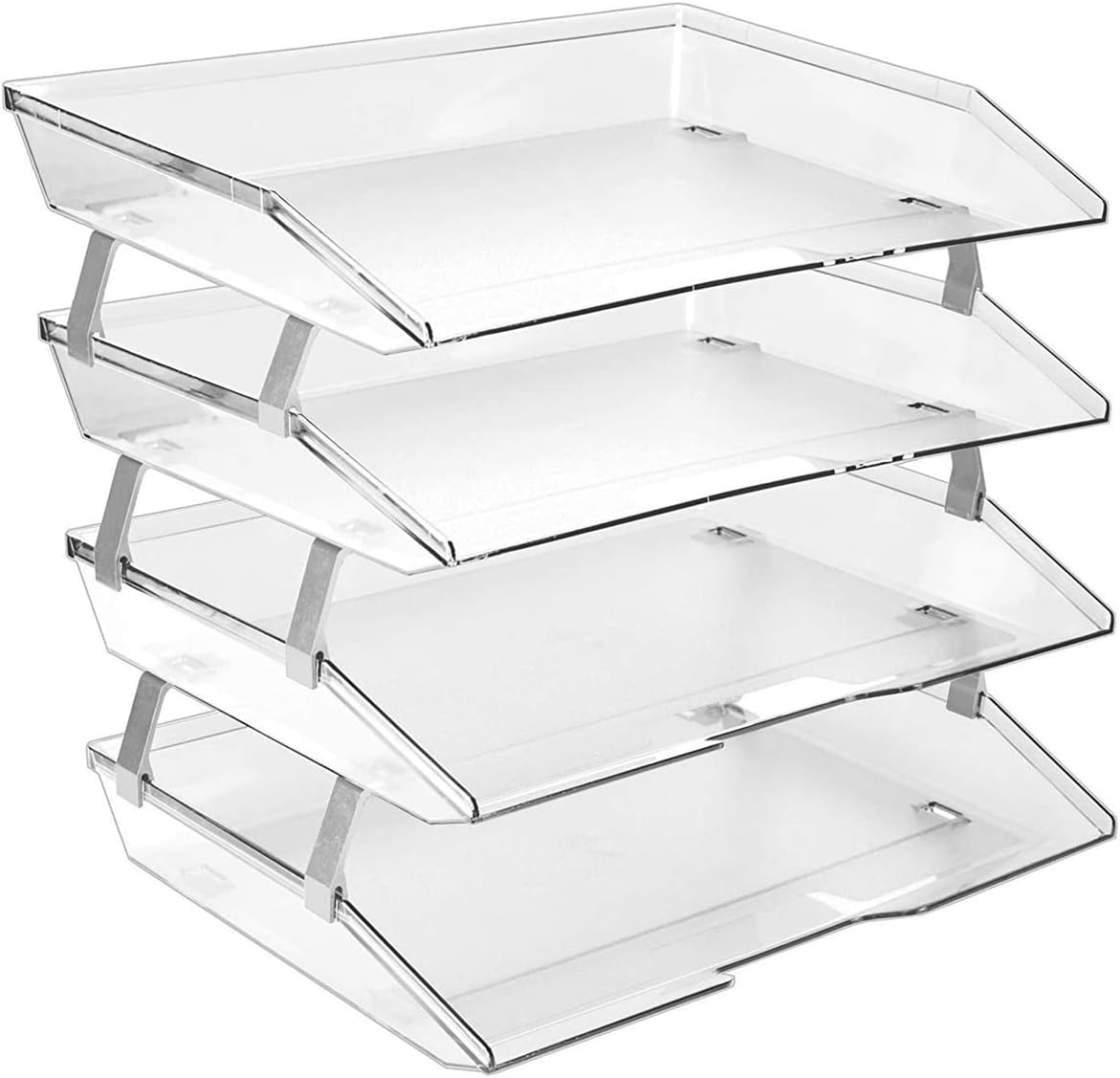 Acrimet 4-Tier Paper Letter Tray, Desk File Organizer, Plastic, Clear