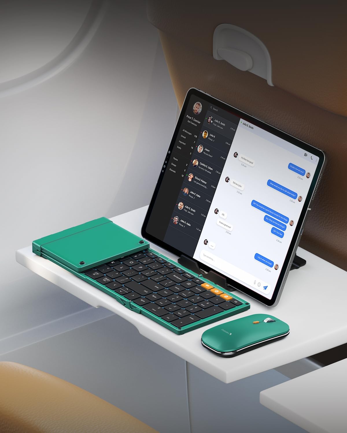 ProtoArc XKM01 Full-Size Foldable Keyboard Mouse Combo for Travel, Green