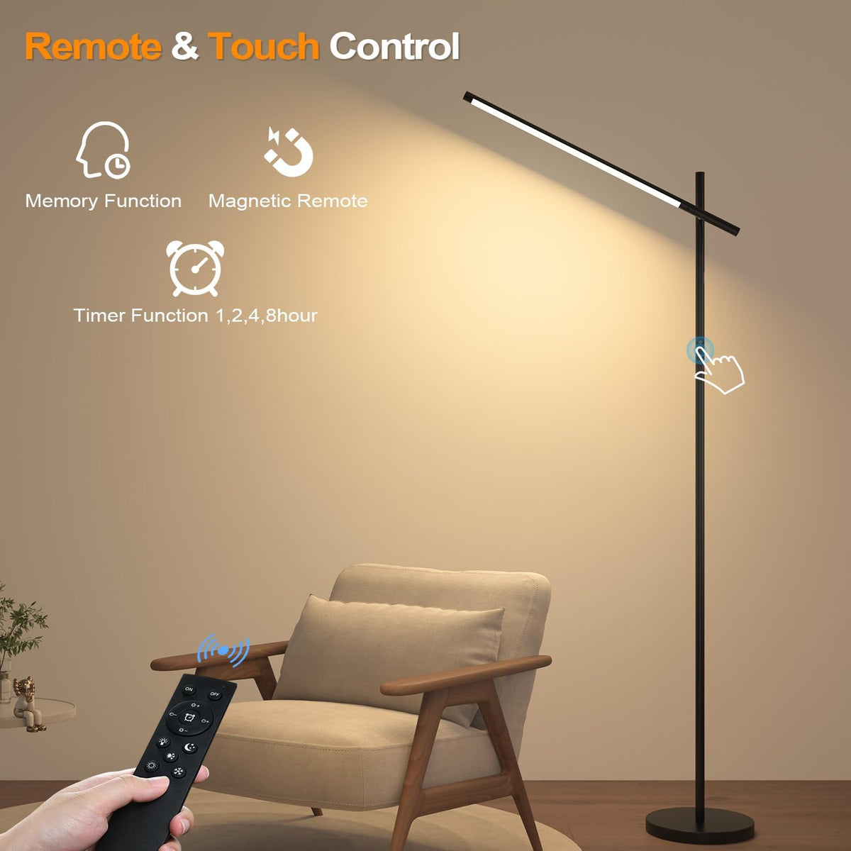 LED Corner Floor Lamp, 360°Rotating Head, Super Bright 1800LM Dimmable Minima...