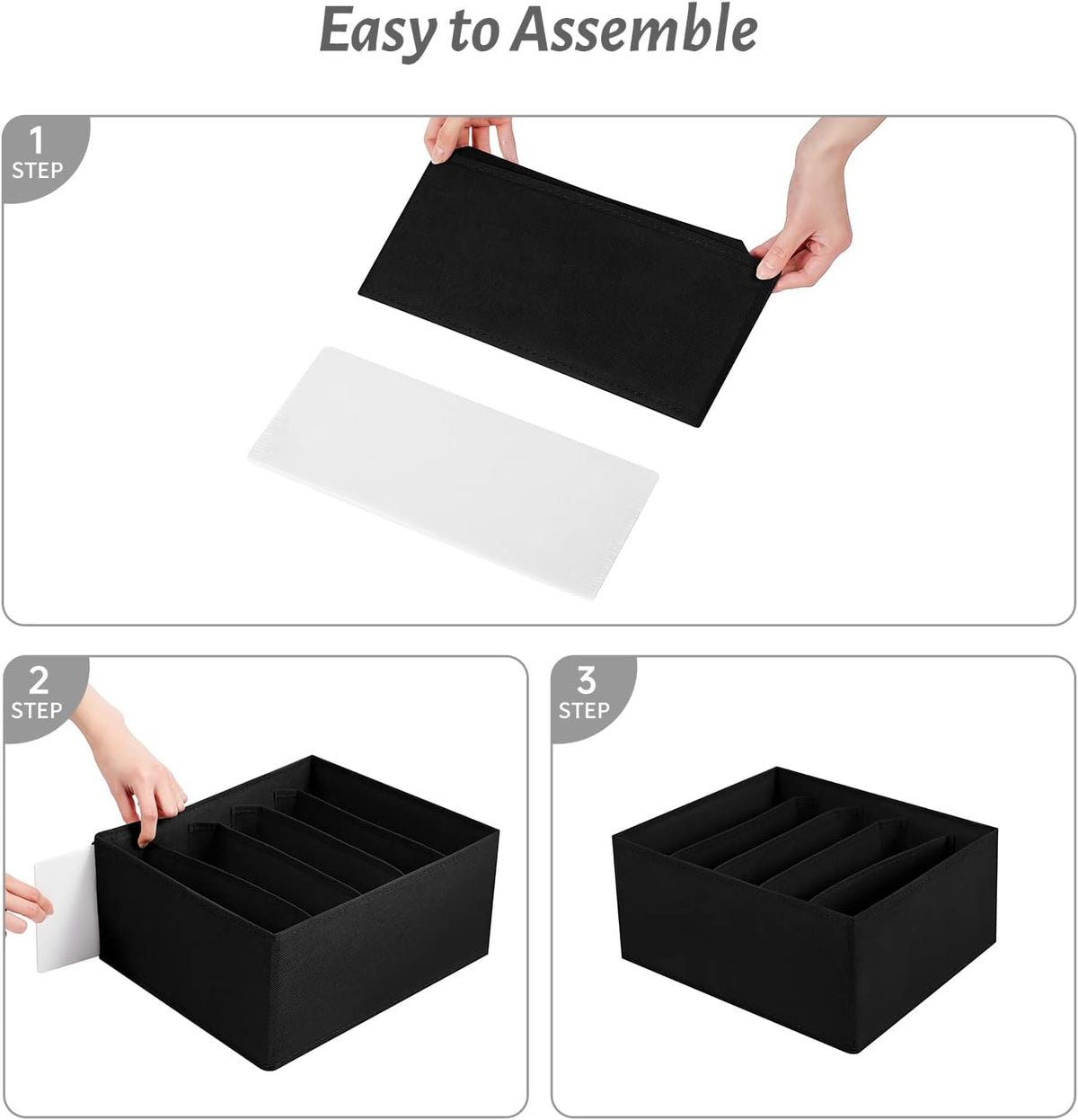 Jeans Drawer Organizers for Clothing, 5 Compartment Wardrobe Storage Box, Was...