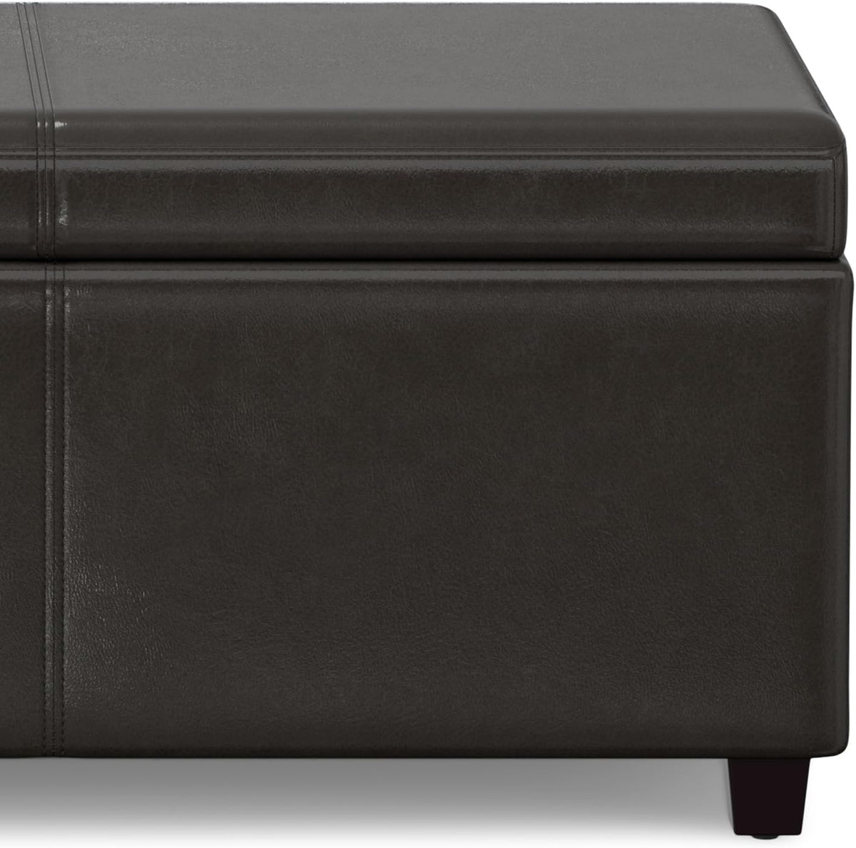 SIMPLIHOME Avalon 60" Wide Fabric Storage Ottoman in Tanners Brown