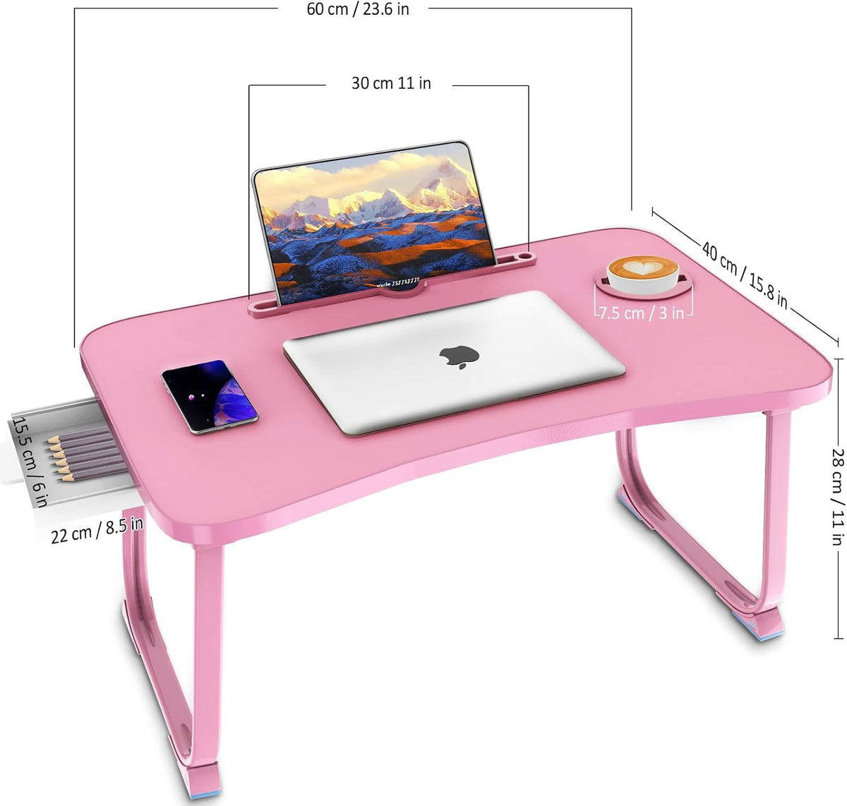 Fayquaze Lap Laptop Desk, Portable Foldable Laptop Bed Table with Storage Dra...