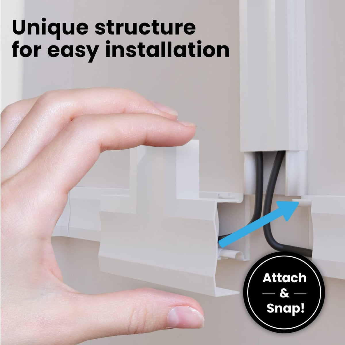 EVEO Cable Hider Wall 306” - Cable Raceway Cord Hider - Wire Covers for Cords...