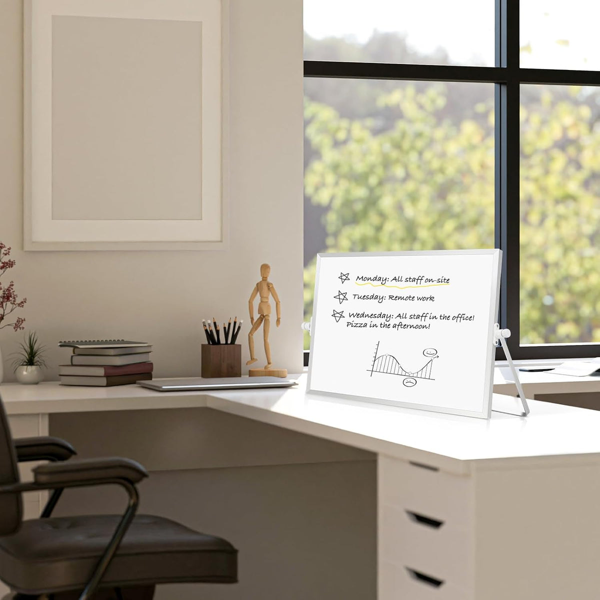 Double-Sided Magnetic White Board with Stand, 16" x 12" (Pack of 2)