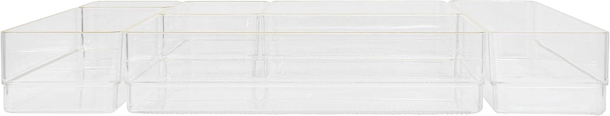 Martha Stewart Kerry Stackable Desk Drawer Organizers, Clear/Gold, 6-Pack