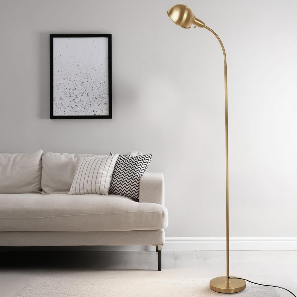 LALISU Modern Metal Reading Standing Floor Lamp with Rotatable Shade, Gold