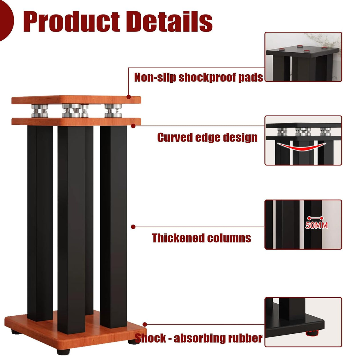 17 Inch Spring Isolation Speaker Stands, Heavy Duty 110lbs Pair