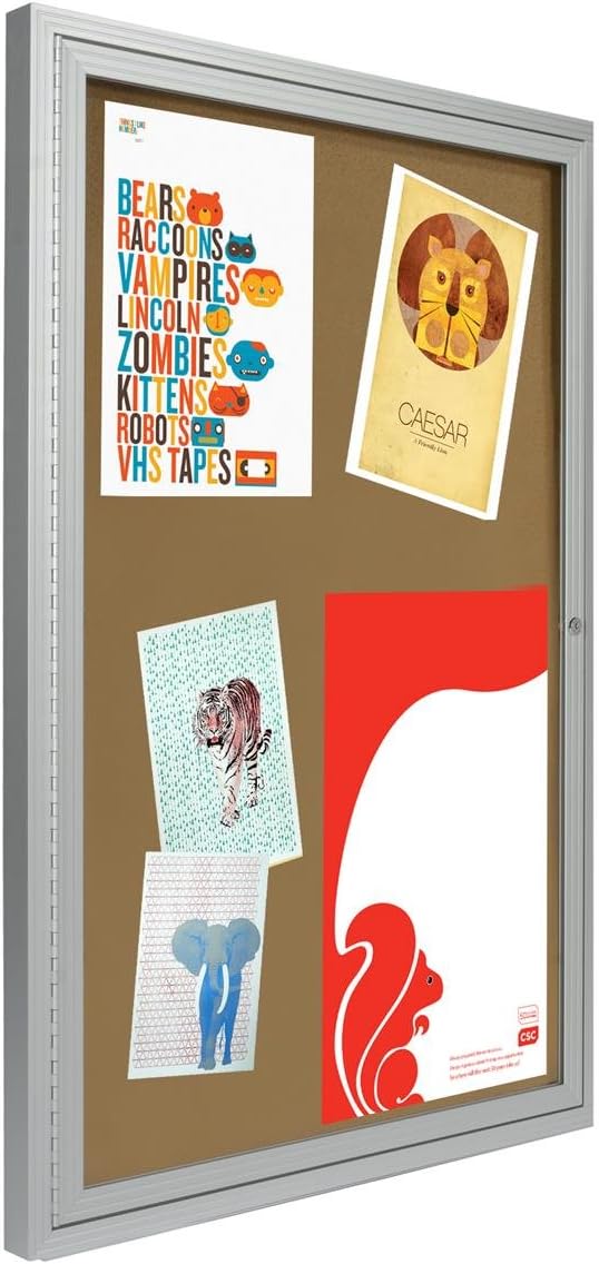 Displays2go 2x3 Foot Cork Enclosed Bulletin Board