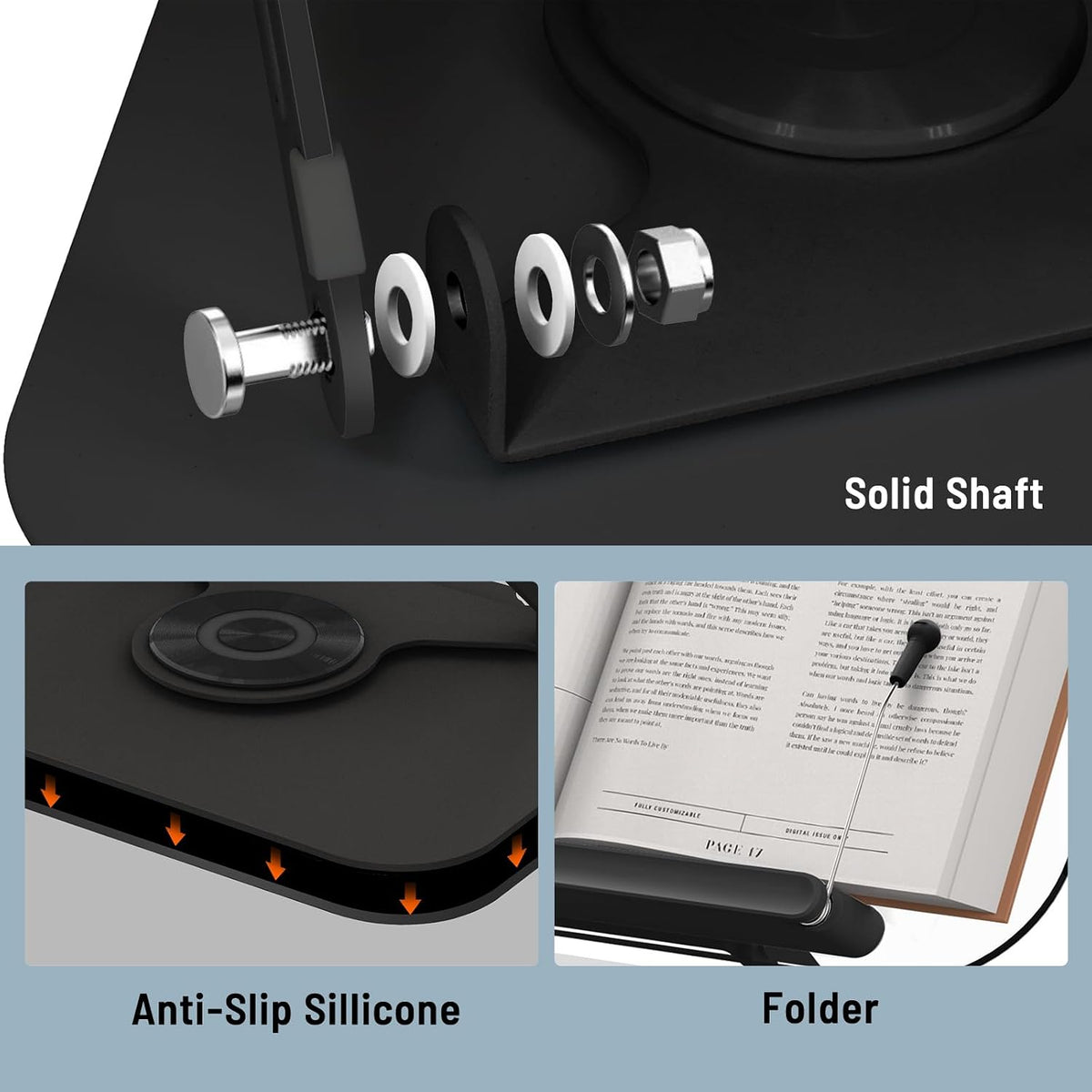 Acrylic Book Stand for Reading Hands Free - Adjustable 360° Rotating Cookbook...