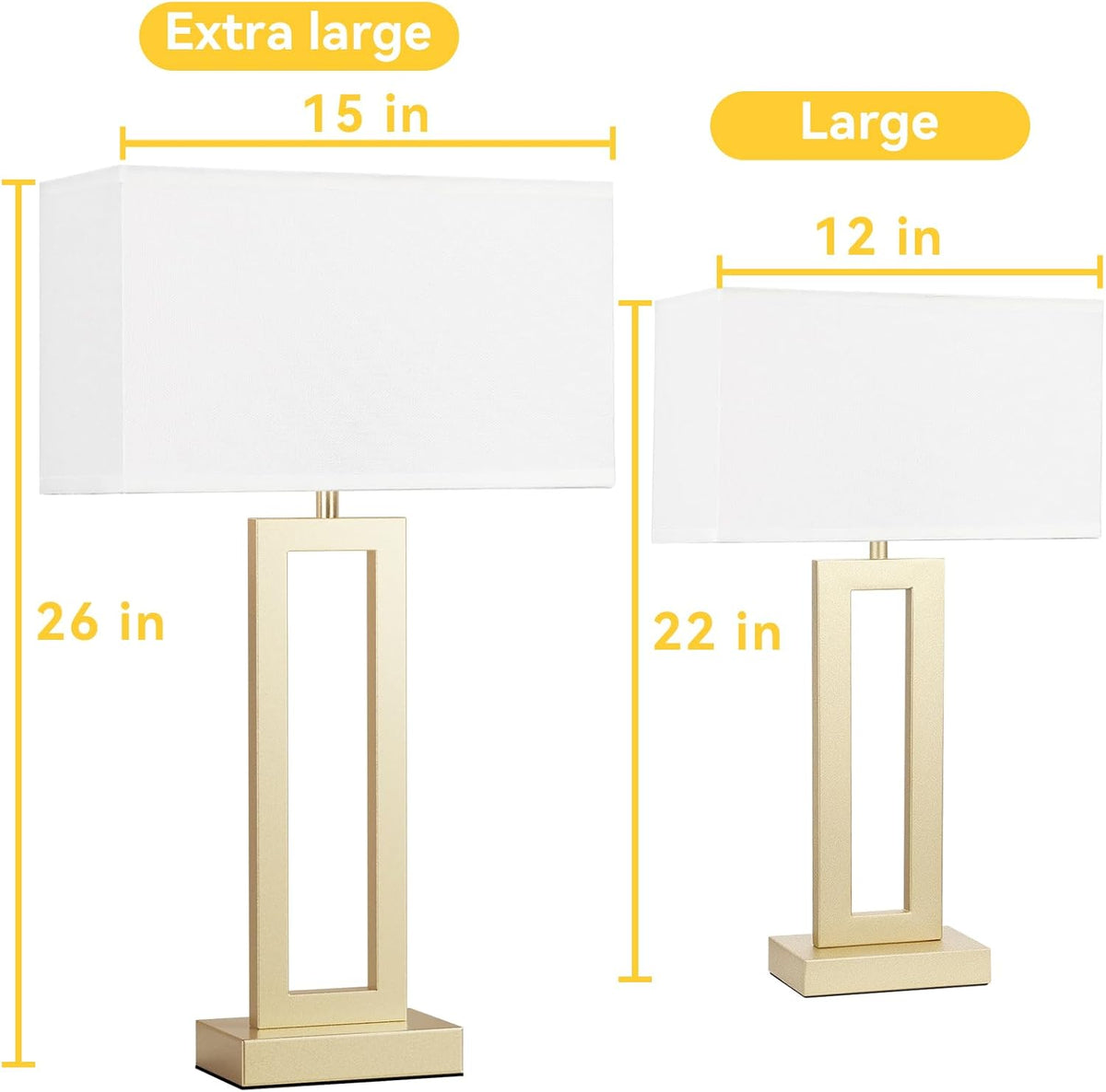 26" Tall Touch Lamps for Nightstand with USB C+A, 3 Way Dimmable Gold Lamp