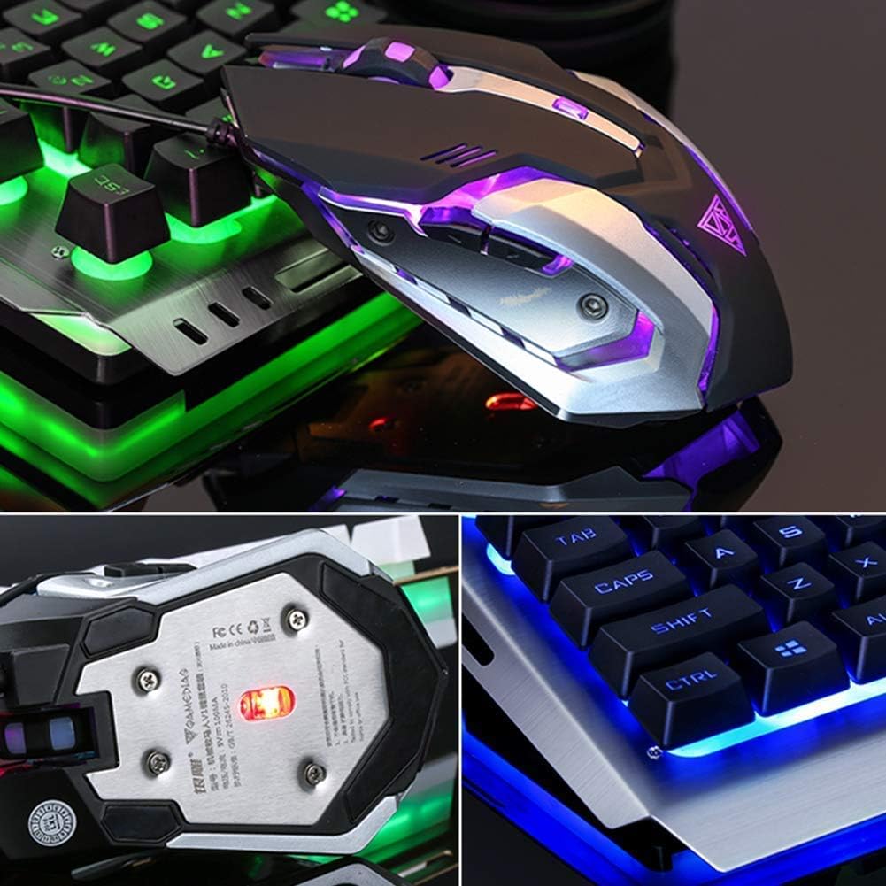 Wired Gaming Keyboard Mouse Combo RGB Rainbow LED Backlit for Gamer